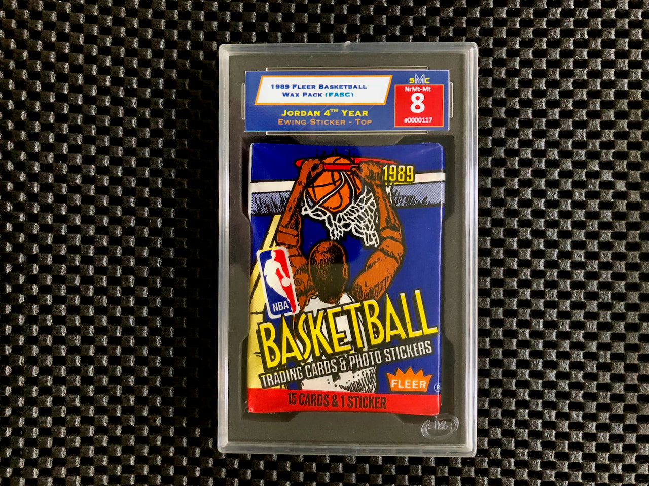 1989 FLEER BASKETBALL WAX PACK (EWING STICKER-TOP) SMC 8
